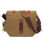 KAUKKO Canvas Messenger Bag - Vintage Crossbody Shoulder Bag Military Satchel, Khaki