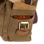 KAUKKO Canvas Messenger Bag - Vintage Crossbody Shoulder Bag Military Satchel, Khaki