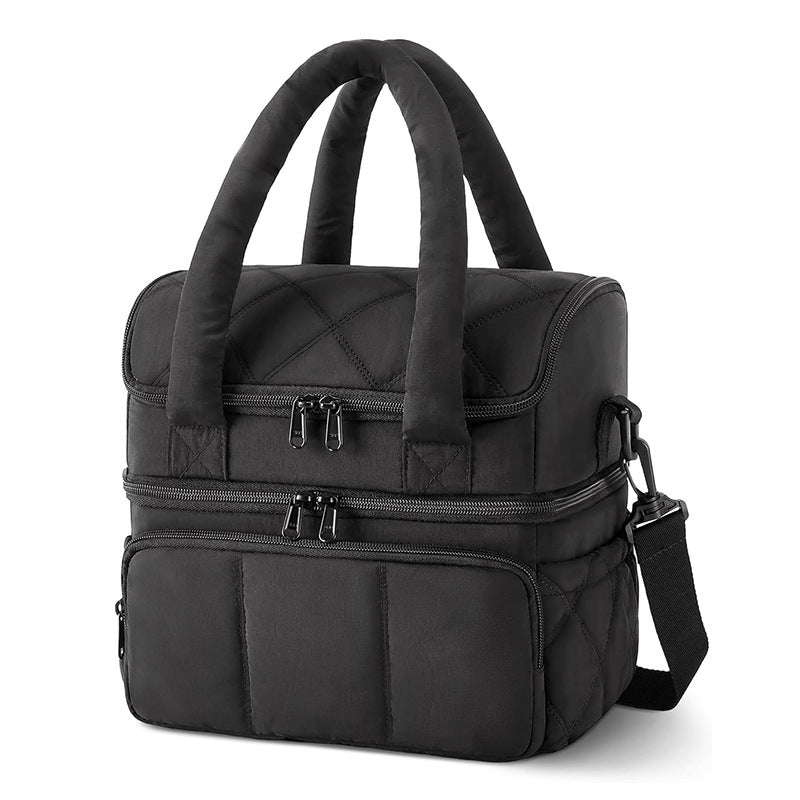 Lunch Bag Women, Double Deck Insulated Lunch Box, Quilted Puffer Lunch Tote, Leakproof, Durable & Reusable Large Lunch Cooler For Work Picnic Travel Meal Prep