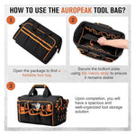 Heavy Duty Tool Bag 17-Inch, Pocket Portable Empty Tool Box Organizer, Big Storage Toolbox Organization, Soft Handle Large Zipper Carrying Toolbag, Gifts for Him Dad Men