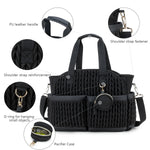 Diaper Tote Quilted Mommy Bag Function Maternity Baby Bag Diaper Changing Messenger with Shoulder Strap Wet Pocket