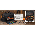 Heavy Duty Tool Bag 17-Inch, Pocket Portable Empty Tool Box Organizer, Big Storage Toolbox Organization, Soft Handle Large Zipper Carrying Toolbag, Gifts for Him Dad Men
