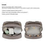 Diaper Bag Backpack - Breast Pump Bag, Removable Cooler Compartment, Double Layer