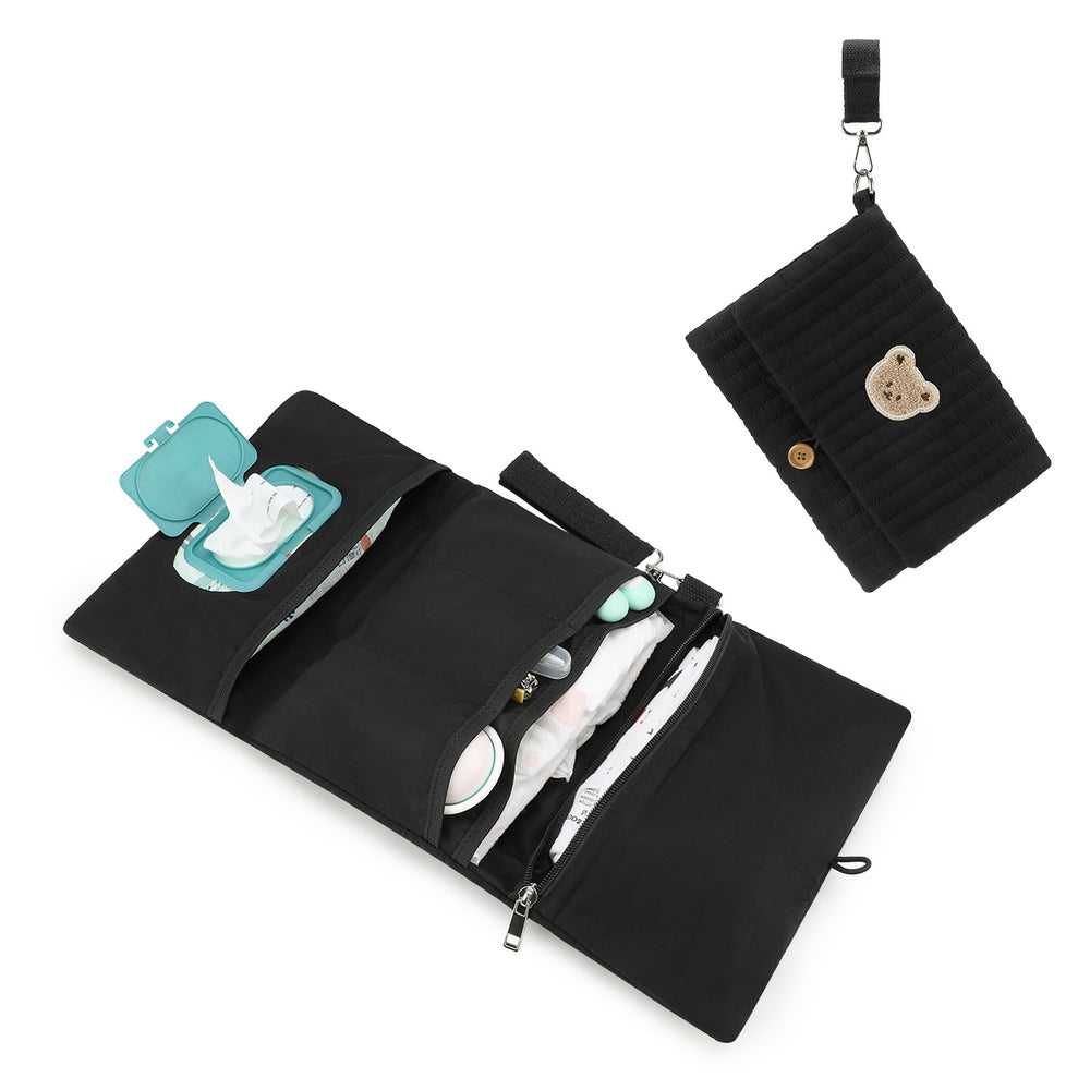 Baby Diaper Bag Organizer Pouches - Waterproof Pod Foldable Diaper Organizer Set, Cute Bear Bag Gift for Baby Shower