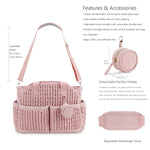 Diaper Tote Quilted Mommy Bag Function Maternity Baby Bag Diaper Changing Messenger with Shoulder Strap Wet Pocket