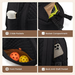Tennis Bags for Women, Quilted Tennis Racket Bag Backpack for Tennis Racquet, Pickleball, Badminton