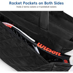 Tennis Tote Bag with Shoe Compartment - Extra-Large Quilted Pickleball Bag Holds 2-4 Rackets, Water-Resistant & Lightweight for Men & Women