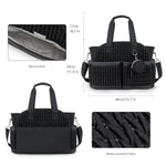 Diaper Tote Quilted Mommy Bag Function Maternity Baby Bag Diaper Changing Messenger with Shoulder Strap Wet Pocket