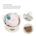 Bear Storage Bucket Beige Cotton Basket Diaper Bag Large Capacity Bin for Home Nursery Room