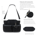 Diaper Tote Quilted Mommy Bag Function Maternity Baby Bag Diaper Changing Messenger with Shoulder Strap Wet Pocket
