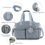 Diaper Tote Quilted Mommy Bag Function Maternity Baby Bag Diaper Changing Messenger with Shoulder Strap Wet Pocket
