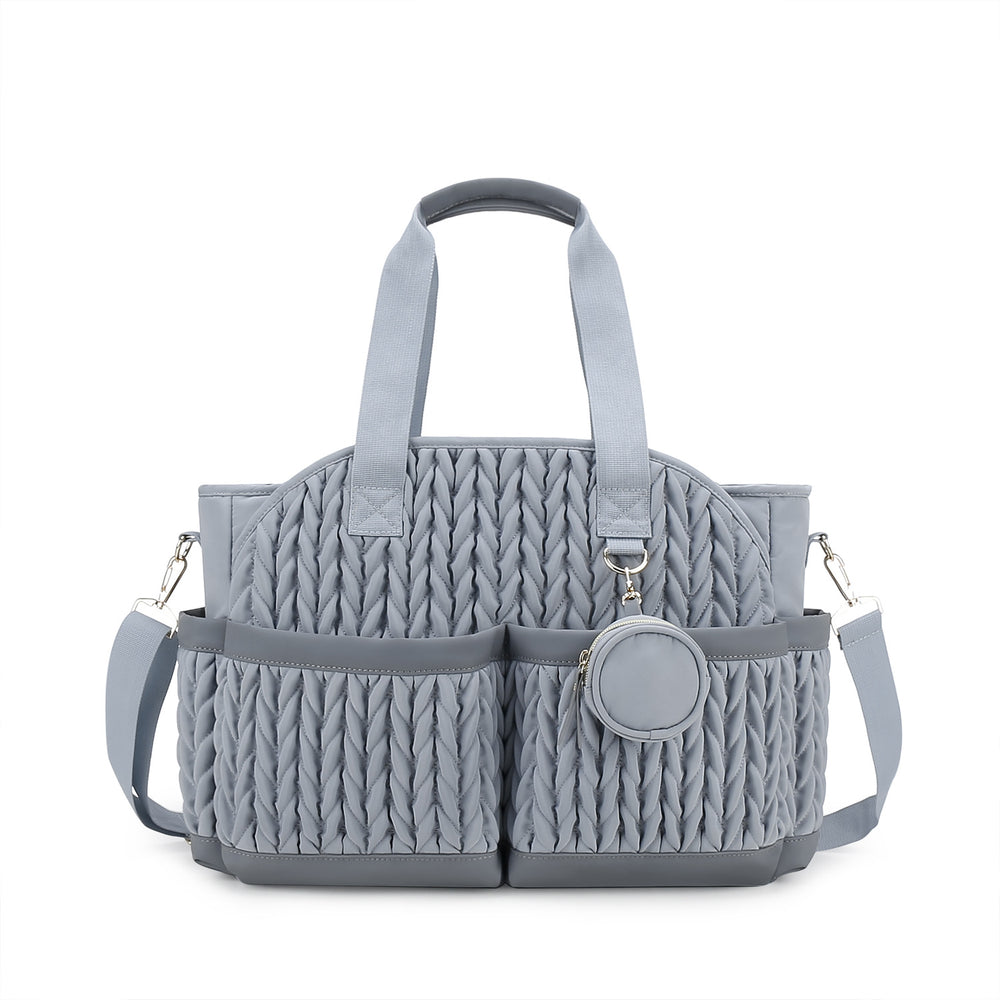 Diaper Tote Quilted Mommy Bag Function Maternity Baby Bag Diaper Changing Messenger with Shoulder Strap Wet Pocket
