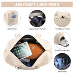 Quilted Travel Duffle Bag Weekender Bag Large Puffer Overnight Bags Soft Puffy Duffel Bag Carry on Gym Bag Lightweight Personal Item Travel Bag for Trips Business Sport Airplane