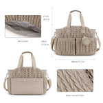 Diaper Tote Quilted Mommy Bag Function Maternity Baby Bag Diaper Changing Messenger with Shoulder Strap Wet Pocket