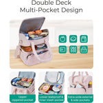 Lunch Bag Women, Double Deck Insulated Lunch Box, Quilted Puffer Lunch Tote, Leakproof, Durable & Reusable Large Lunch Cooler For Work Picnic Travel Meal Prep