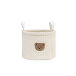 Bear Storage Bucket Beige Cotton Basket Diaper Bag Large Capacity Bin for Home Nursery Room