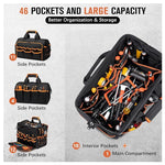 Heavy Duty Tool Bag 17-Inch, Pocket Portable Empty Tool Box Organizer, Big Storage Toolbox Organization, Soft Handle Large Zipper Carrying Toolbag, Gifts for Him Dad Men