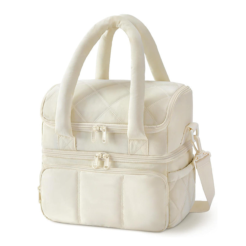 Lunch Bag Women, Double Deck Insulated Lunch Box, Quilted Puffer Lunch Tote, Leakproof, Durable & Reusable Large Lunch Cooler For Work Picnic Travel Meal Prep