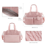 Diaper Tote Quilted Mommy Bag Function Maternity Baby Bag Diaper Changing Messenger with Shoulder Strap Wet Pocket