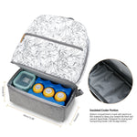 Diaper Bag Backpack - Breast Pump Bag, Removable Cooler Compartment, Double Layer