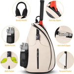 Tennis Bag, Tennis Sling Backpack Crossbody Water Resistant for Men Women, Compatible for Pickleball Badminton Rackets