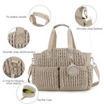 Diaper Tote Quilted Mommy Bag Function Maternity Baby Bag Diaper Changing Messenger with Shoulder Strap Wet Pocket