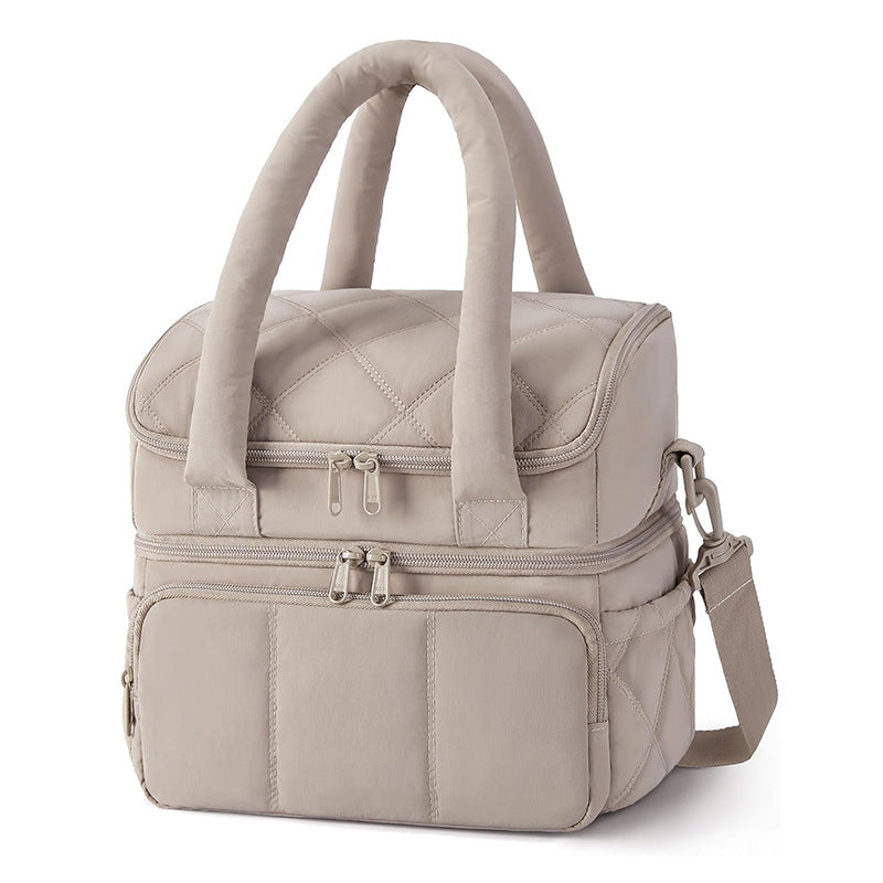 Lunch Bag Women, Double Deck Insulated Lunch Box, Quilted Puffer Lunch Tote, Leakproof, Durable & Reusable Large Lunch Cooler For Work Picnic Travel Meal Prep
