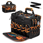 Heavy Duty Tool Bag 17-Inch, Pocket Portable Empty Tool Box Organizer, Big Storage Toolbox Organization, Soft Handle Large Zipper Carrying Toolbag, Gifts for Him Dad Men