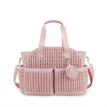 Diaper Tote Quilted Mommy Bag Function Maternity Baby Bag Diaper Changing Messenger with Shoulder Strap Wet Pocket