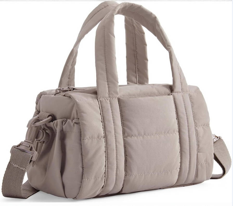 Quilted Tote Bag Small Puffer Crossbody Bag for Women Lightweight Nylon Puffy Shoulder Handbag with Adjustable Strap