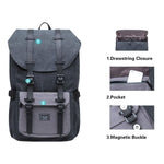 KAUKKO Retro Canvas Backpack for city trips, E5-1 ( Black Grey / 22L ) - kaukko