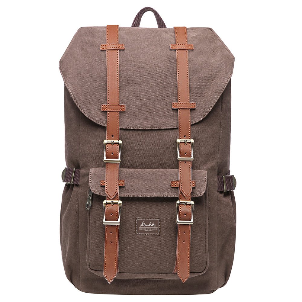 KAUKKO Retro Canvas Backpack for city trips, E5-1 ( Coffee / 22L ) - kaukko