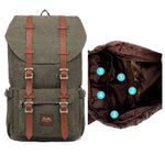 KAUKKO Retro Canvas Backpack for city trips, E5-1 ( Green / 22L ) - kaukko