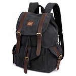 KAUKKO Retro Canvas Bag Outdoor School Backpack Travel Casual Hiking Rucksack ( Black ) - kaukko