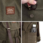 KAUKKO Retro Canvas Bag Vintage Backpack Travel Casual Hiking Rucksack ( ArmyGreen ) - kaukko