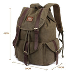KAUKKO Retro Canvas Bag Vintage Backpack Travel Casual Hiking Rucksack ( ArmyGreen ) - kaukko