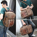 KAUKKO Vintage Canvas Backpack Handbag Shoulder Bag Multi-purpose Outdoor Travel Men Backpack, 22L ( Khaki ) - kaukko