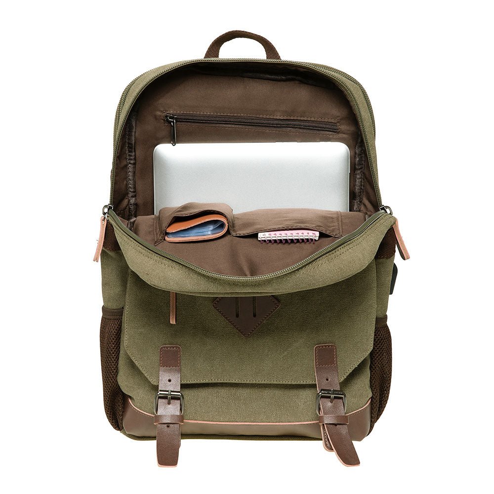 KAUKKO Vintage Canvas Backpack - Large Capacity,Multi-Functional Durable Outdoor Rucksack KF19, 16.2L - kaukko
