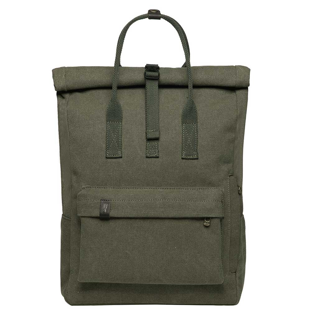KAUKKO Vintage Canvas Rucksack Laptop Backpack for 12" Notebook for Women Men,School College Backpack (47-2-GREEN) - kaukko