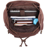 KAUKKO Vintage Casual Canvas and Leather Rucksack Retro Backpack for School Work Travel Hiking, 19L - kaukko