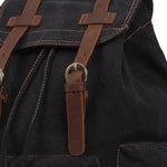 KAUKKO Vintage Casual Canvas and Leather Rucksack Retro Backpack for School Work Travel Hiking, 19L ( Black ) - kaukko