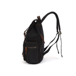 KAUKKO Vintage Casual Canvas and Leather Rucksack Retro Backpack for School Work Travel Hiking, 19L ( Black ) - kaukko