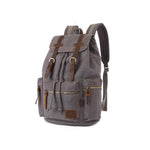 KAUKKO Vintage Casual Canvas and Leather Rucksack Retro Backpack for School Work Travel Hiking, 19L ( Grey ) - kaukko