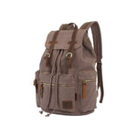 KAUKKO Vintage Casual Canvas and Leather Rucksack Retro Backpack for School Work Travel Hiking, 19L ( Light Coffee ) - kaukko
