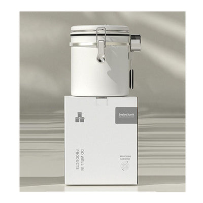 KAUKKO Coffee Canister, Airtight Stainless Steel Kitchen Food Storage Container with Date Tracker and Scoop for Beans, Grounds, Tea, Sugar,22OZ, White