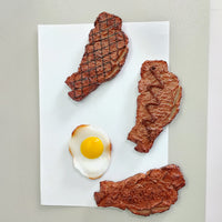 Refrigerator Magnets Fried Steak and Omelette Theme, 4pcs-Set