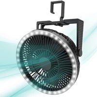 KAUKKO 10000mAh Portable Camping Fan with LED Lights - 8 inch Rechargeable Battery Operated USB Fan with Hanging Hook