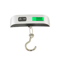 KAUKKO 110lb/50kg Luggage Scale, Backlit LCD Display Electronic Balance Digital Hanging Scale with Rubber Paint Handle, Temperature Sensor-Silver