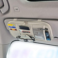KAUKKO Car Sun Visor Organizer Auto Car Visor Pocket and Interior Accessories Car Truck Visor Storage Pouch Holder with Multi-Pocket Net Zippers (Grey)