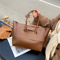 KAUKKO Fashion Women Shoulder Bags Solid Color Messenger Bag Brown